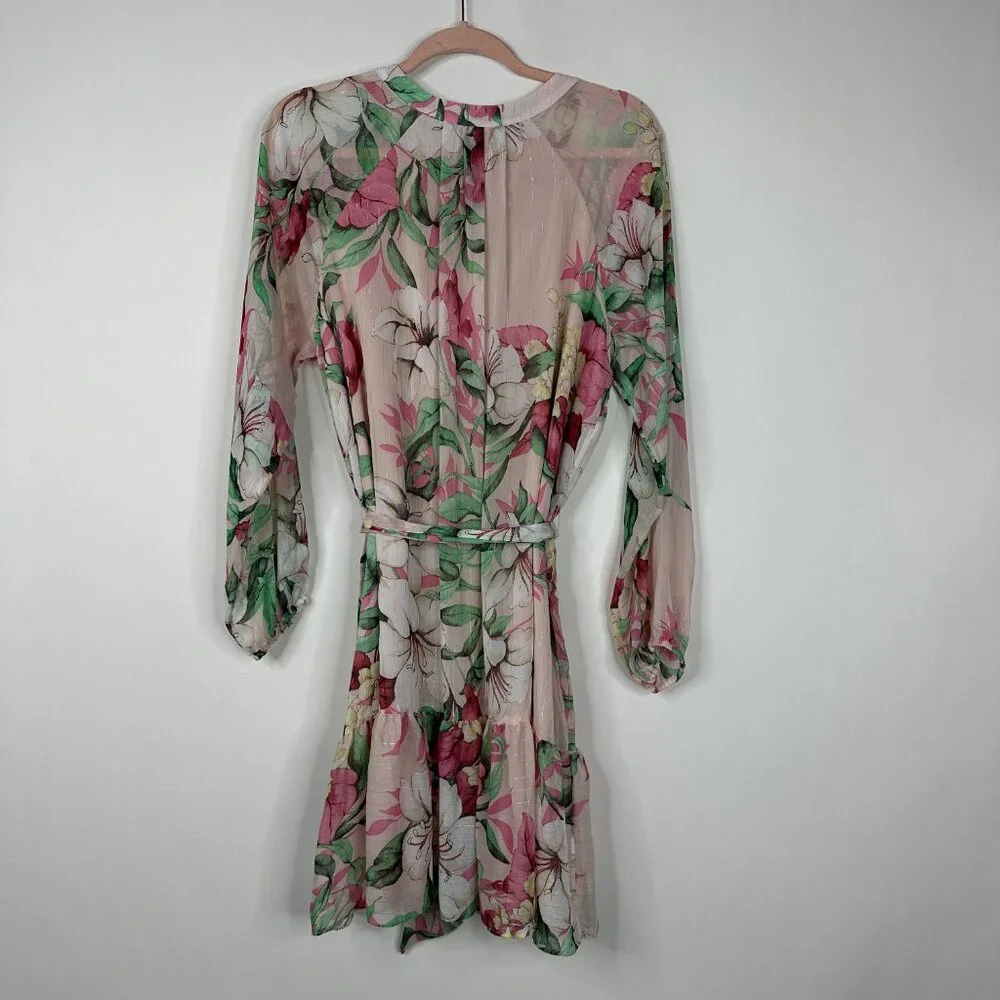 NWT White House Black Market Tie Waist Shirt Dress Roma Lily Sepia Rose - Picture 3 of 9